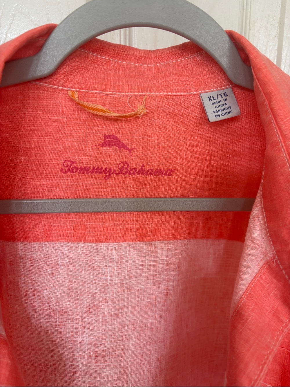 Tommy Bahama 100% Linen Shirt Coral Orange XL